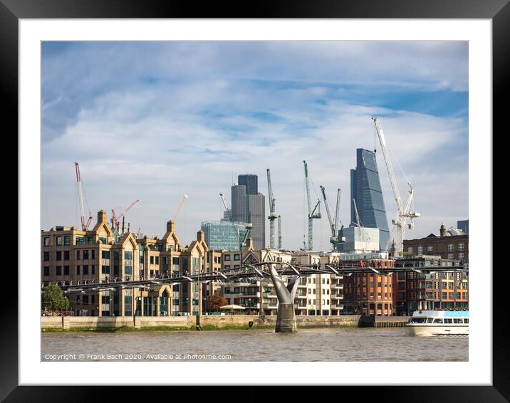 London skyline with Millenium bridge seen from the Framed Mounted Print by Frank Bach