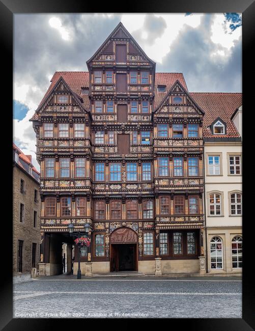 Old house on the main square in Hildesheim, German Framed Print by Frank Bach