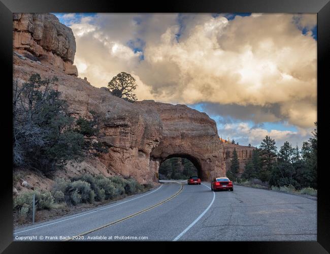 Red Arch road tunnel on the way to Bryce Canyon National Park, Utah Framed Print by Frank Bach