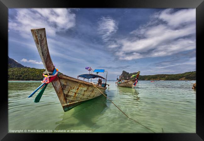 Longboats on Phi Phi Island  Thailand Framed Print by Frank Bach
