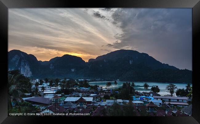 Phi Phi Island at sunset, Thailand Framed Print by Frank Bach