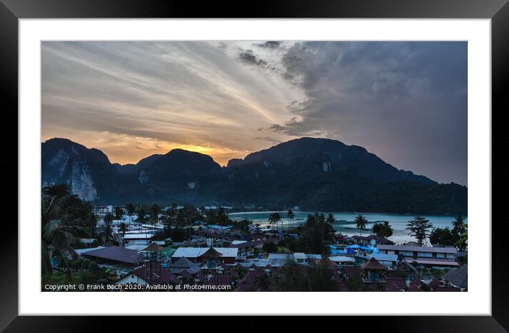 Phi Phi Island at sunset, Thailand Framed Mounted Print by Frank Bach