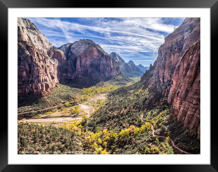 Zion National Park from tha path to Angels landing, Utah Framed Mounted Print by Frank Bach