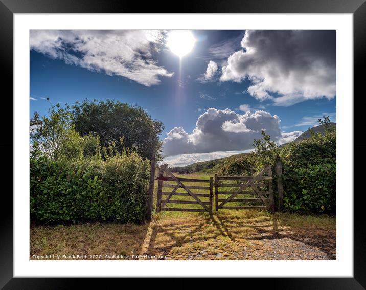 Pathway start with statue to Croagh Patrick in Westport Ireland Framed Mounted Print by Frank Bach
