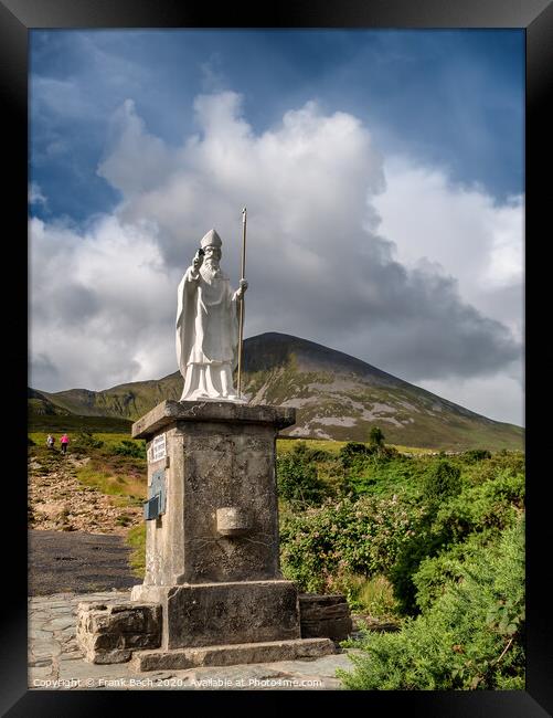 Pathway start with statue to Croagh Patrick in Westport Ireland Framed Print by Frank Bach