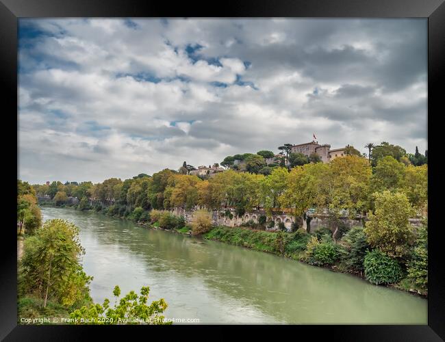 Tiber river in Rome seen from Ponte sublicio, Italy Framed Print by Frank Bach
