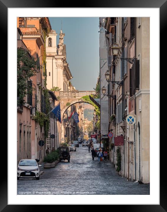 Small narrow streets in Trastevere, Rome Italy Framed Mounted Print by Frank Bach