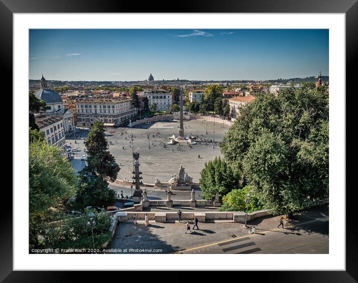 Piazza popolo in the center of Rome, Italy Framed Mounted Print by Frank Bach