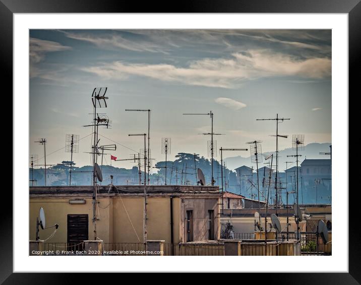 Vintage tv aerials antennas in Rome, Italy Framed Mounted Print by Frank Bach
