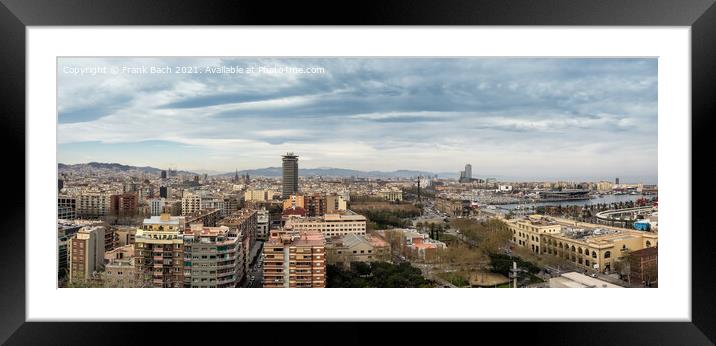 Skyline aerial view of Barcelona Framed Mounted Print by Frank Bach