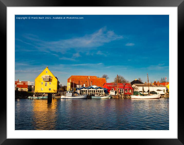 Karrebaeksminde small harbor with boats in rural Denmark Framed Mounted Print by Frank Bach