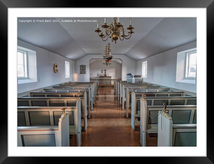 Lildstrand tiny church in Thy rural Denmark Framed Mounted Print by Frank Bach