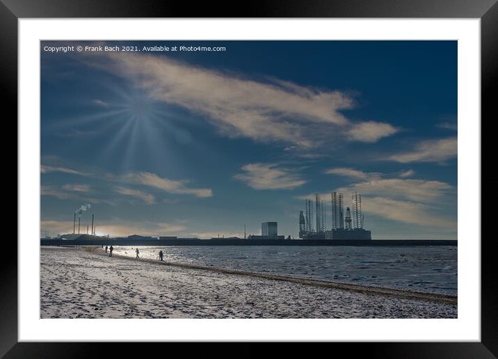 Esbjerg oil rig harbor panorama, Denmark Framed Mounted Print by Frank Bach