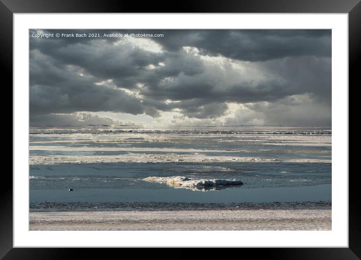 Hjerting Beach in Esbjerg at a sunny winters day, Denmark Framed Mounted Print by Frank Bach