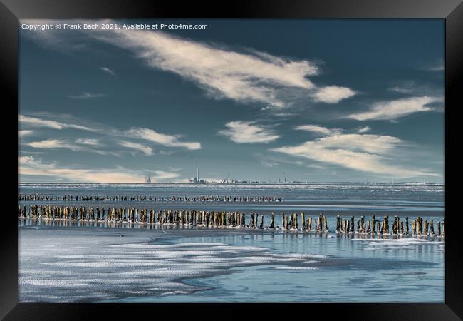 Ebb tide Road on the wadden sea to the island Mandoe, Esbjerg De Framed Print by Frank Bach