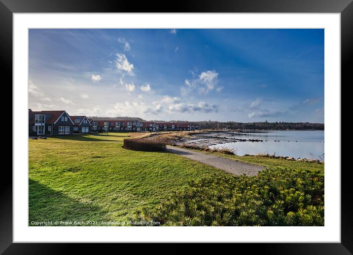 Vacation homes at he beach in Juelsminde, Denmark Framed Mounted Print by Frank Bach