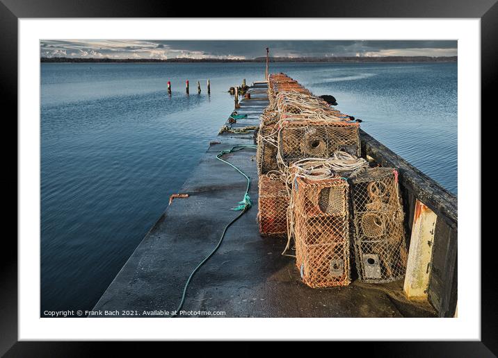 Jetty in Juelsminde harbor for small boats, Jutland Denmark Framed Mounted Print by Frank Bach
