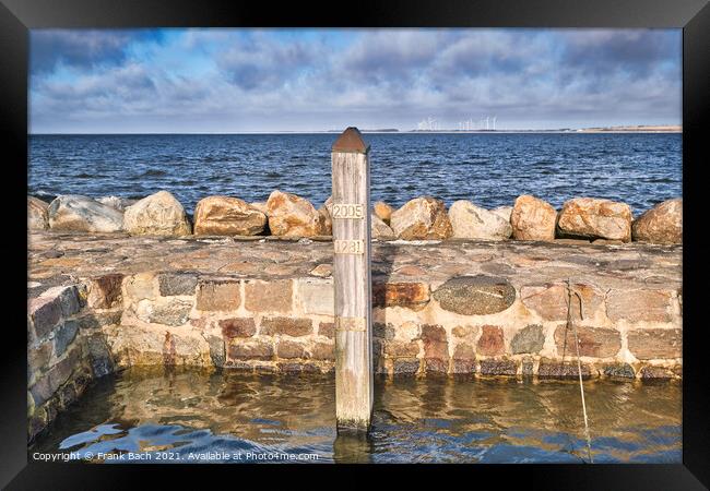 Flood column in Loegstoer harbor by Limfjorden fjo Framed Print by Frank Bach