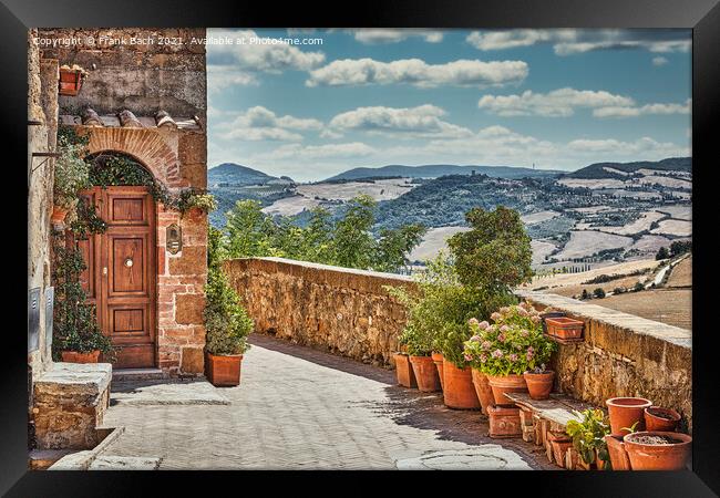 Pienza from the walls, Italy Framed Print by Frank Bach