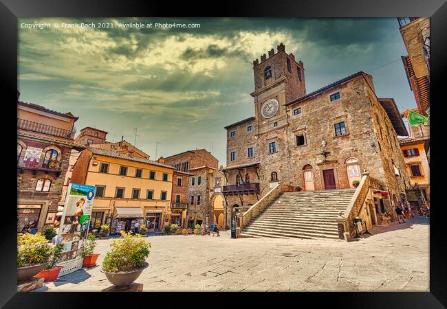 Cortona main square in Umbria, Italy Framed Print by Frank Bach