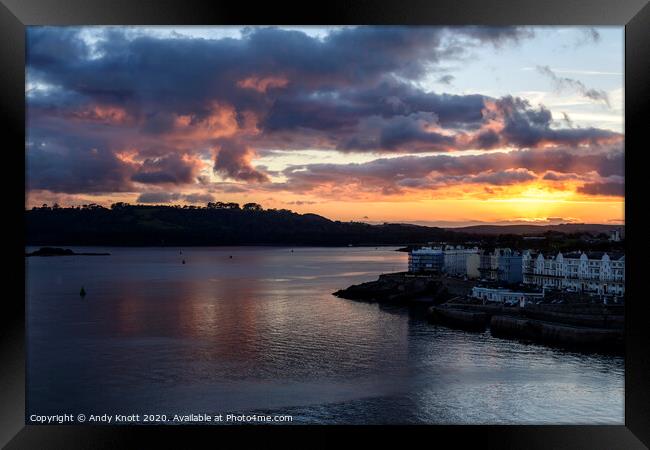 Sunset in Plymount sound, England Framed Print by Andy Knott