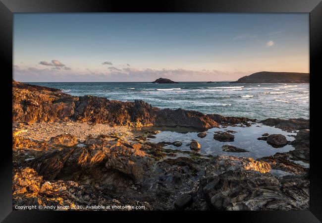 West Pentire Rocks Framed Print by Andy Knott