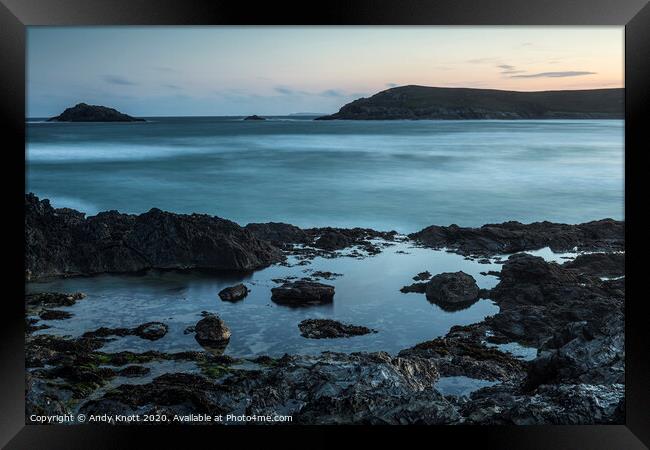 West Pentire rocks at dawn Framed Print by Andy Knott