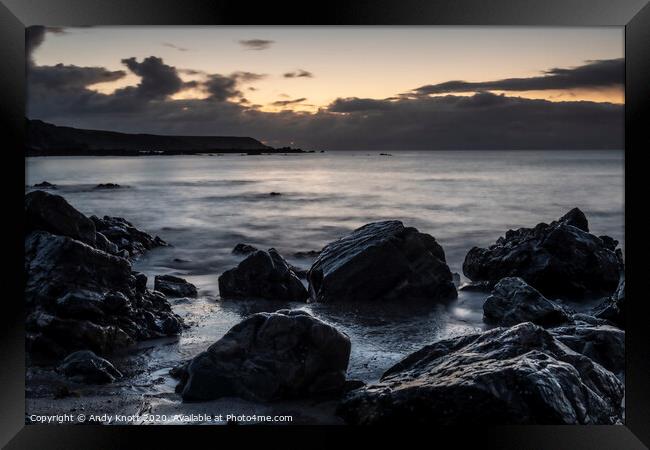 Dawn at Kennack sands Framed Print by Andy Knott