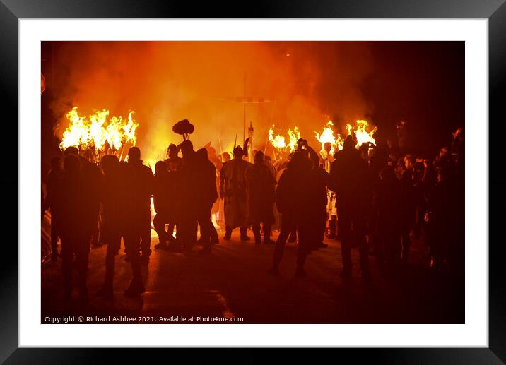 Torches lit at Up Helly Aa Framed Mounted Print by Richard Ashbee