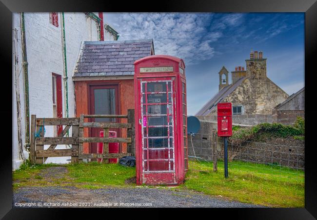 The Red telephone box, Shetland Framed Print by Richard Ashbee