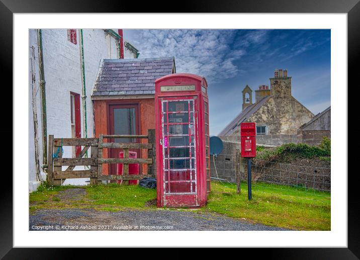 The Red telephone box, Shetland Framed Mounted Print by Richard Ashbee