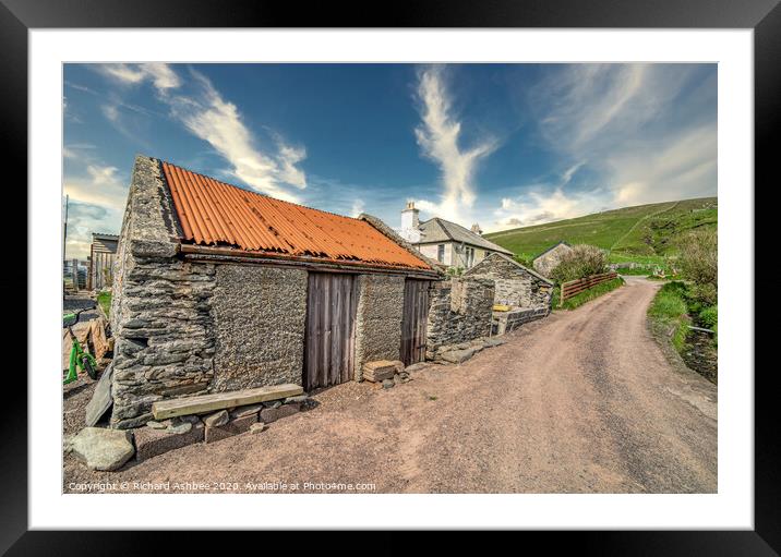The old hut at Maywick, Shetland  Framed Mounted Print by Richard Ashbee