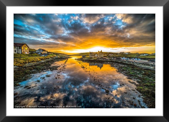 Sunset at Burra, Shetland Framed Mounted Print by Richard Ashbee