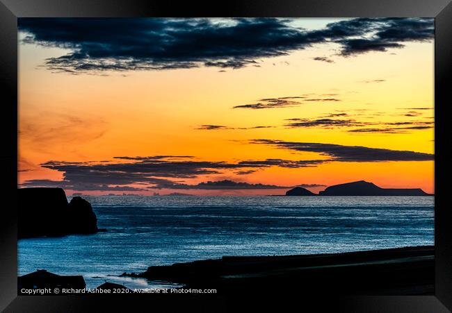 Sunset over Foula, Shetland Framed Print by Richard Ashbee