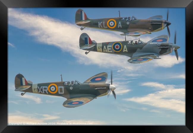 A trio of WW2 RAF Spitfires Framed Print by Richard Ashbee