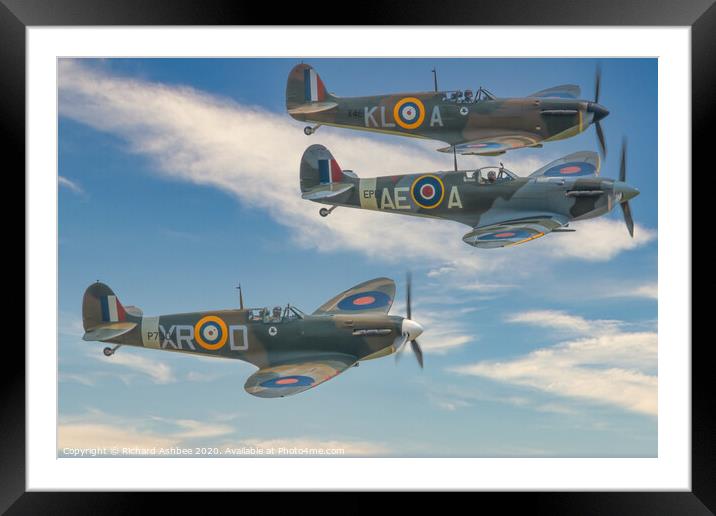 A trio of WW2 RAF Spitfires Framed Mounted Print by Richard Ashbee