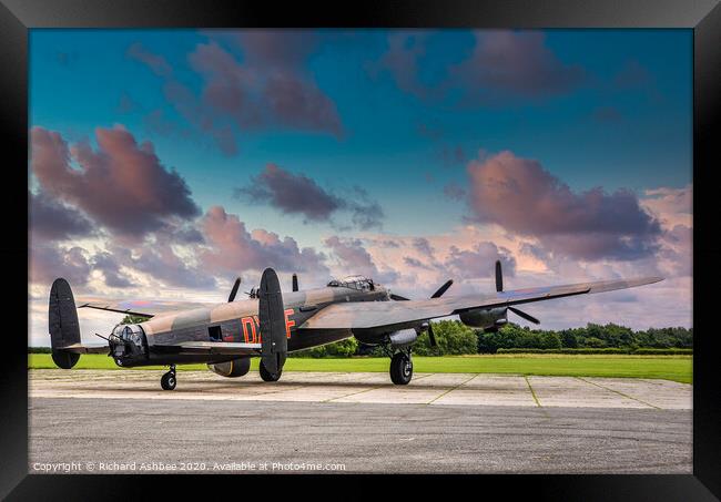 RAF Lancaster at Sunset Framed Print by Richard Ashbee