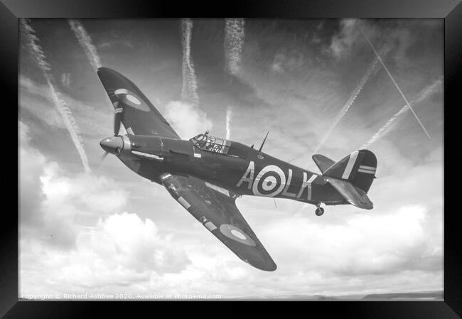 Hawker Hurricane in Black & White Framed Print by Richard Ashbee