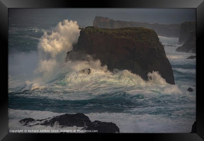 Storm force Winds hit Shetland Framed Print by Richard Ashbee