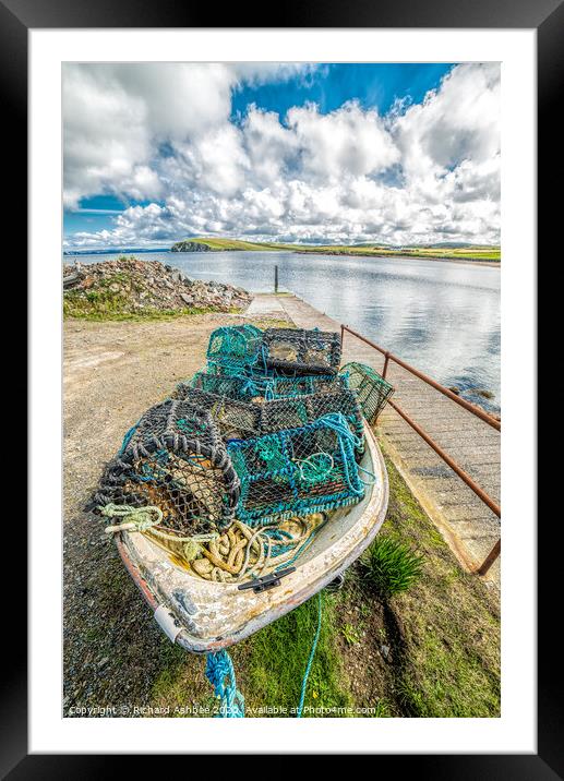 A Shetland boat full of creels Framed Mounted Print by Richard Ashbee