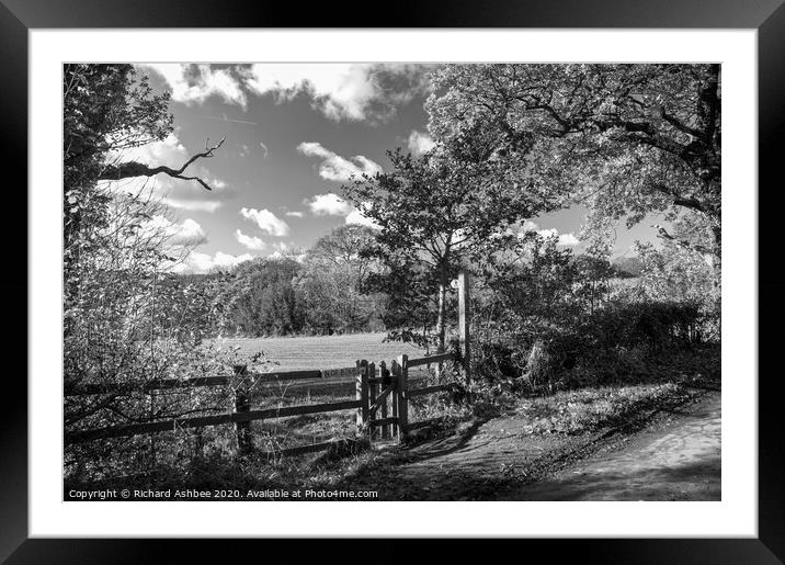 Black & White Farmland walk Framed Mounted Print by Richard Ashbee
