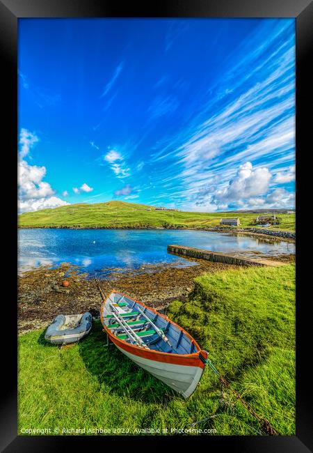 Tranquil setting at Whiteness Voe, Shetland Framed Print by Richard Ashbee