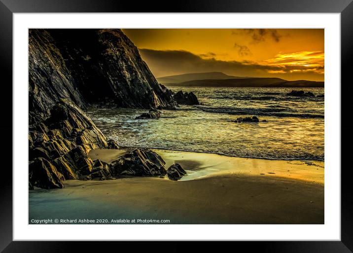 A  winter sunset and reflections on St Ninian's be Framed Mounted Print by Richard Ashbee