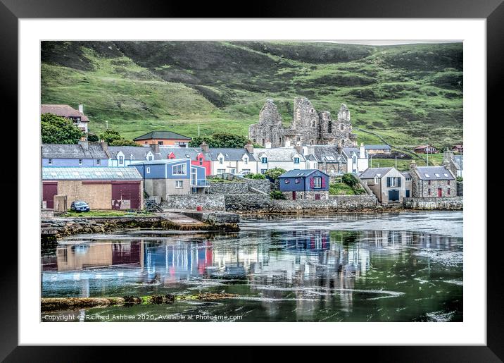 Scalloway castle  seafront reflections, Shetland Framed Mounted Print by Richard Ashbee
