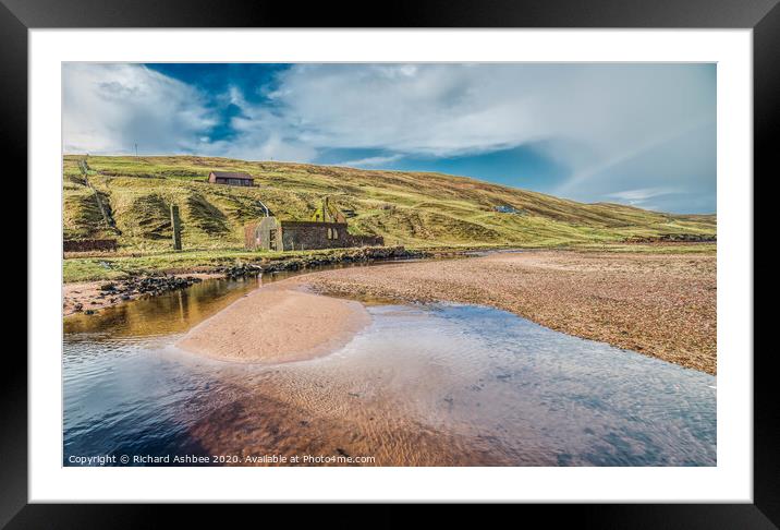 Old fishing station at Heylor Shetland Framed Mounted Print by Richard Ashbee