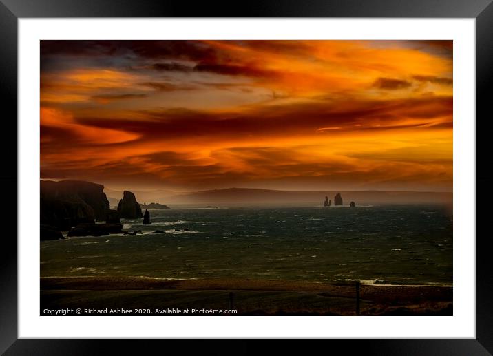 The Drongs Sunrise Shetland Framed Mounted Print by Richard Ashbee