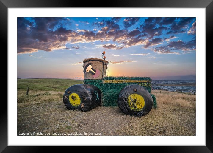 Shetland Tractor made of hay  Framed Mounted Print by Richard Ashbee