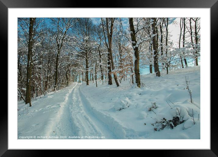 Sledge tracks leads through the snow in Sheffield Framed Mounted Print by Richard Ashbee