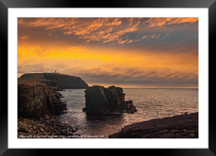 A sunset over Sumburgh Head in Shetland Framed Mounted Print by Richard Ashbee