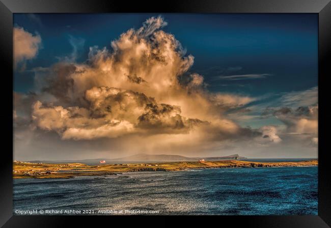 Cloud explosion over Bressay, Shetland Framed Print by Richard Ashbee